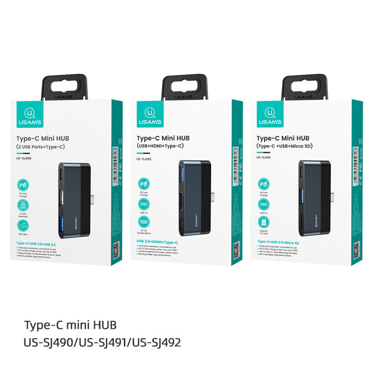 US-SJ491 Type-C Mini HUB (Type-C +USB+Micro SD)