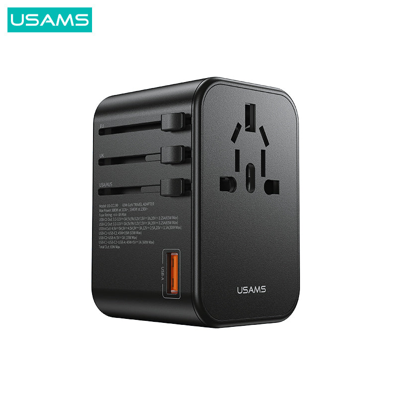 65W Dual Type-C+USB Universal Travel Charger