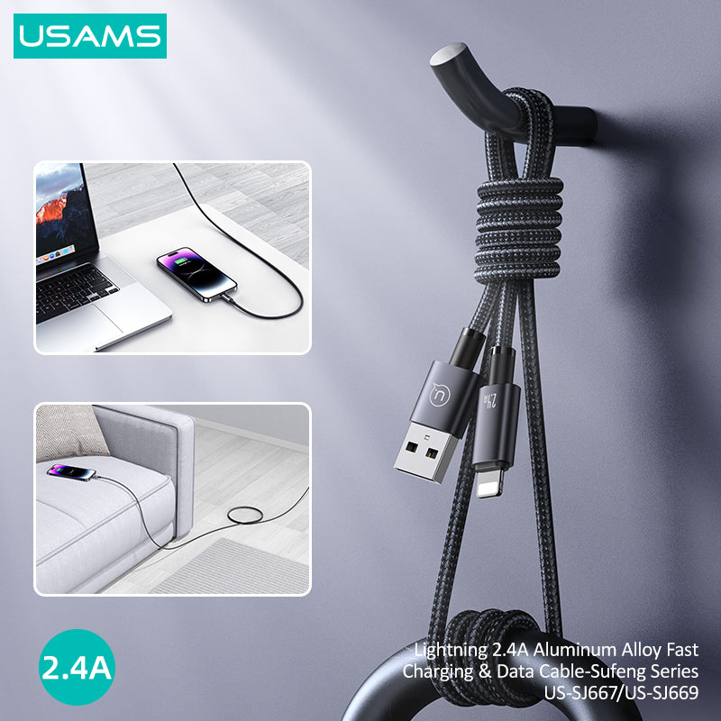 Lightning 2.4A Aluminum Alloy Fast Charging & Data Cable-Sufeng Series 1.2M