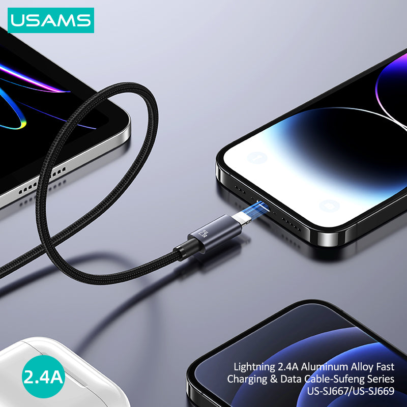 Lightning 2.4A Aluminum Alloy Fast Charging & Data Cable-Sufeng Series 1.2M
