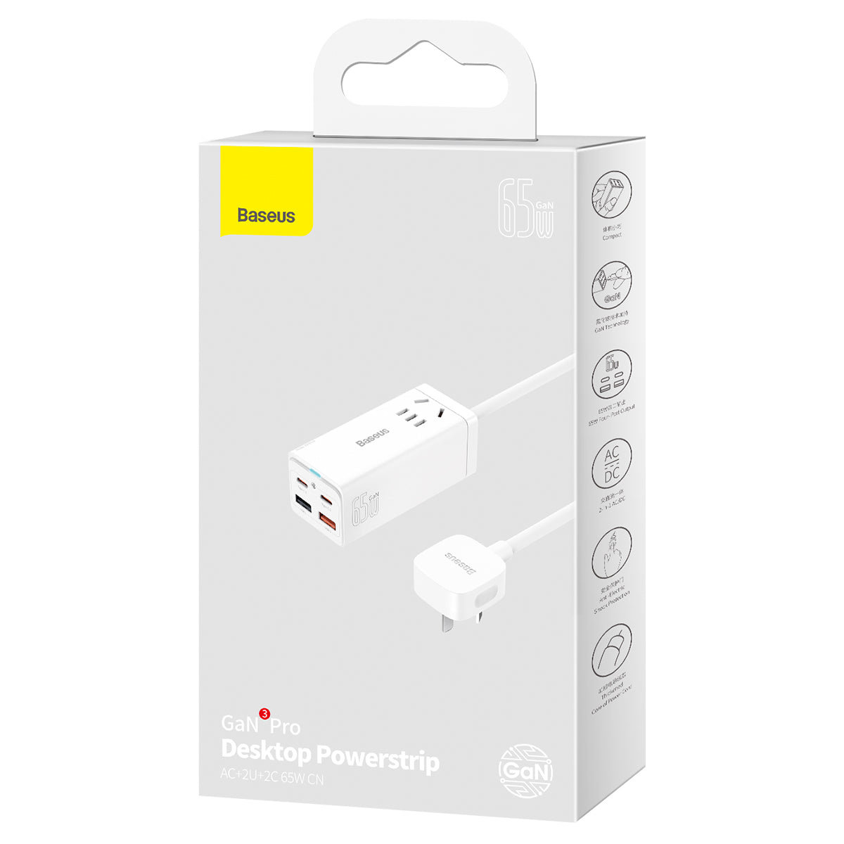 Desktop Powerstrip AC+2 U+2C 65W CN With Cable Type-C to Type-C 100W(20V/5A) 1m