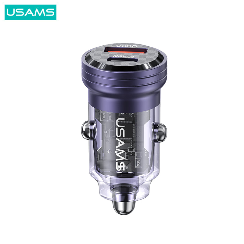 45W Aluminum Alloy Transparent A+C Mini Car Charger