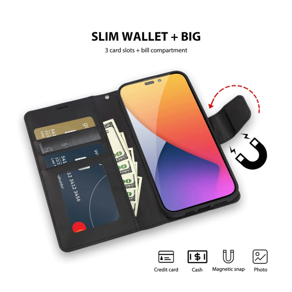 iPhone Mill Folio Flip Anti-Drop Phone Cover Wallet Case