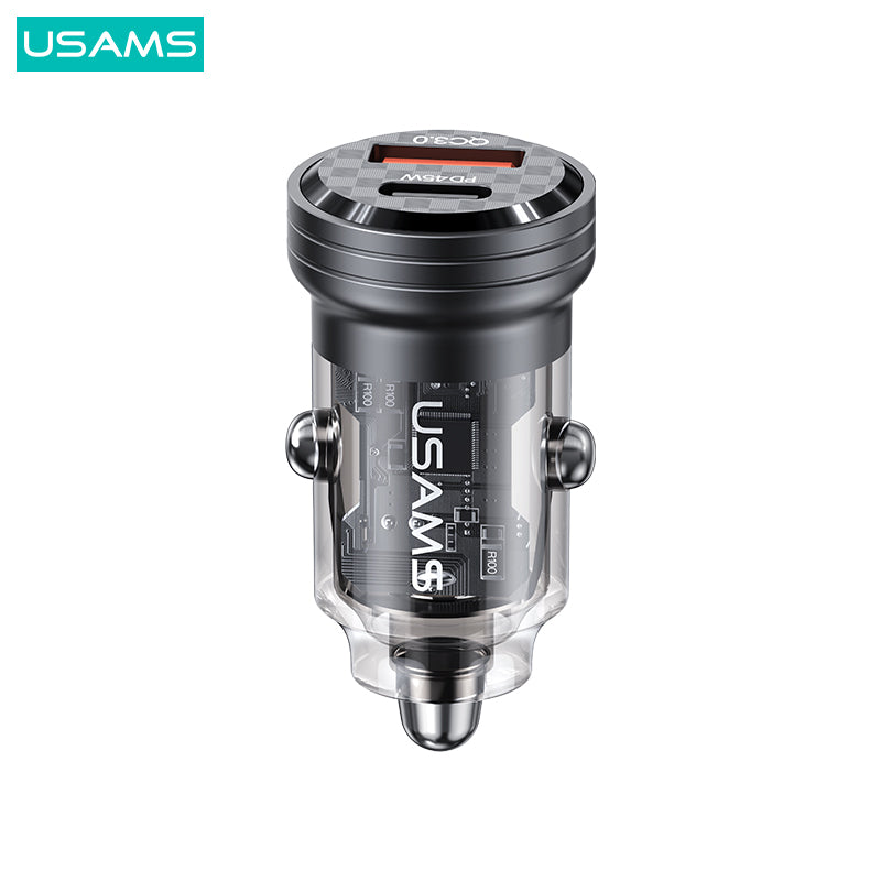 45W Aluminum Alloy Transparent A+C Mini Car Charger