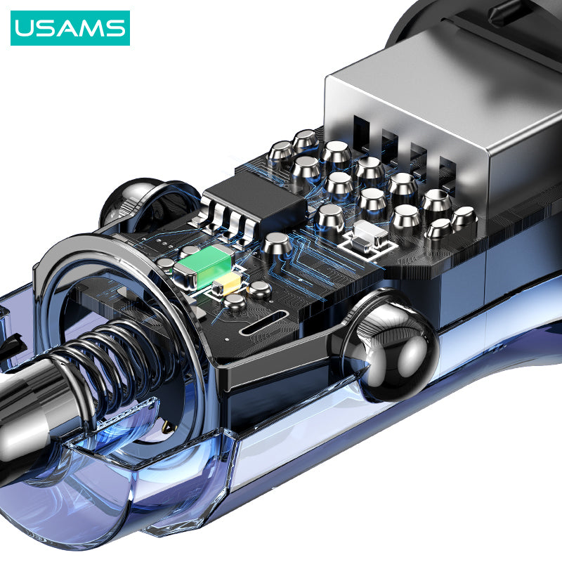 15W Transparent Dual USB A+A Mini Car Black Charger