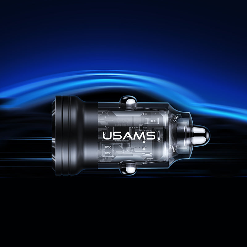 45W Aluminum Alloy Transparent A+C Mini Car Charger