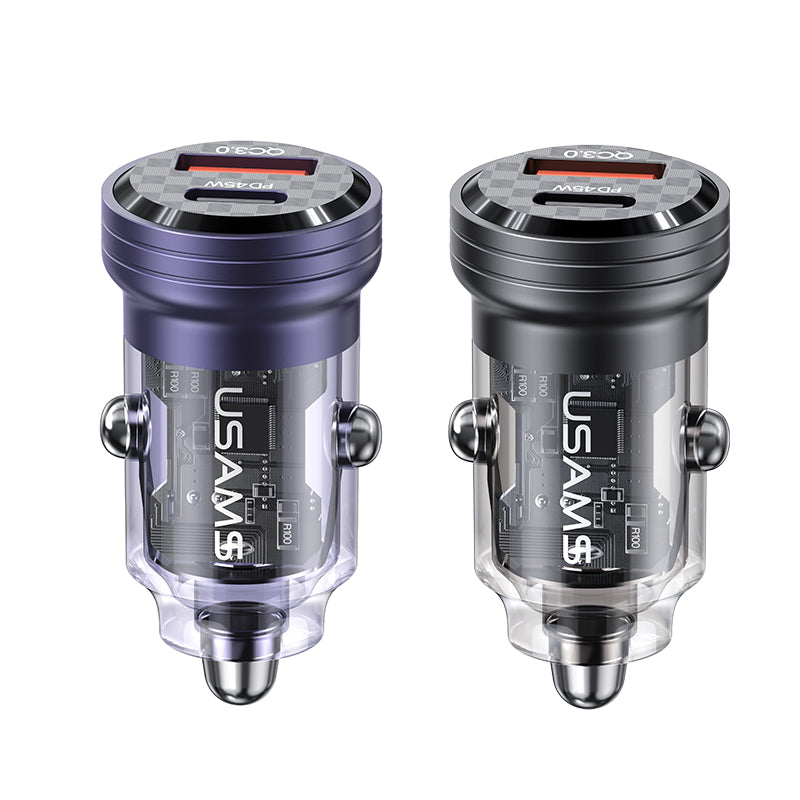 45W Aluminum Alloy Transparent A+C Mini Car Charger