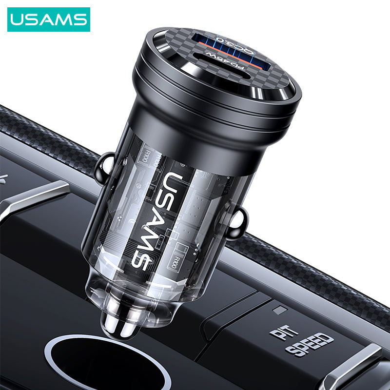 45W Aluminum Alloy Transparent A+C Mini Car Charger
