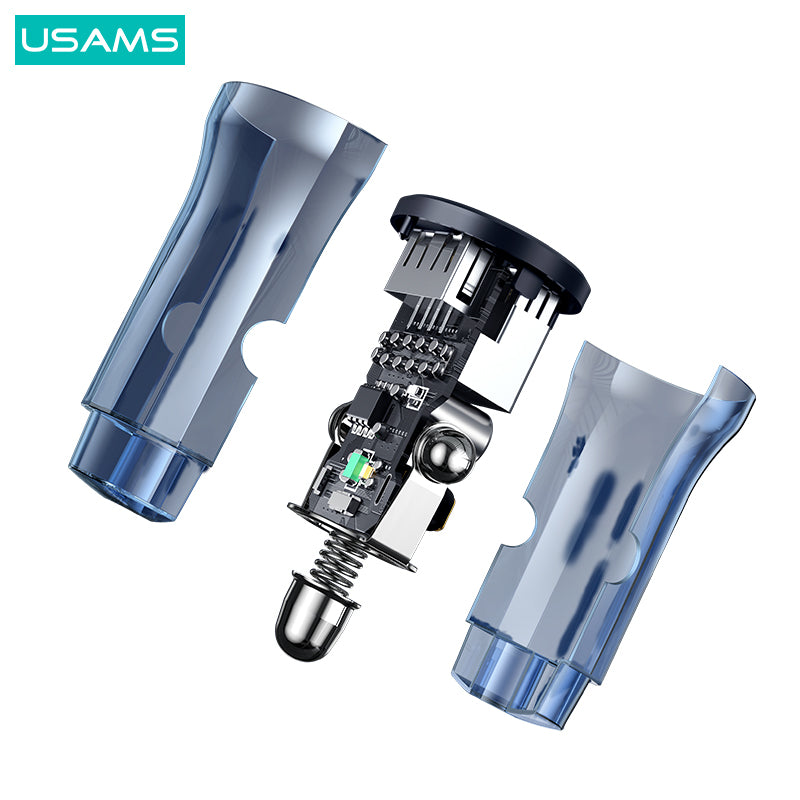 15W Transparent Dual USB A+A Mini Car Black Charger