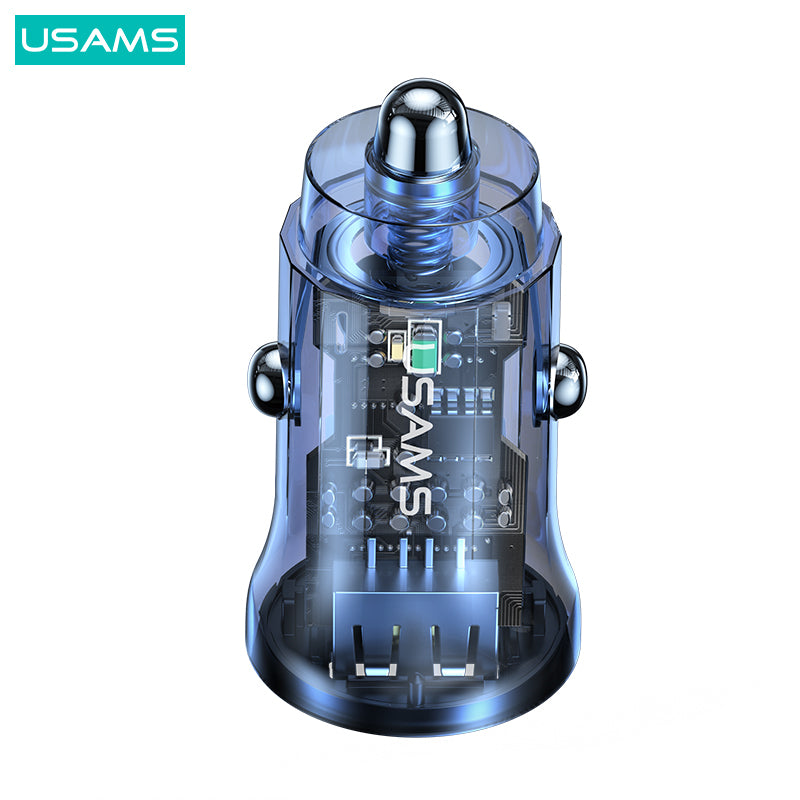 15W Transparent Dual USB A+A Mini Car Black Charger