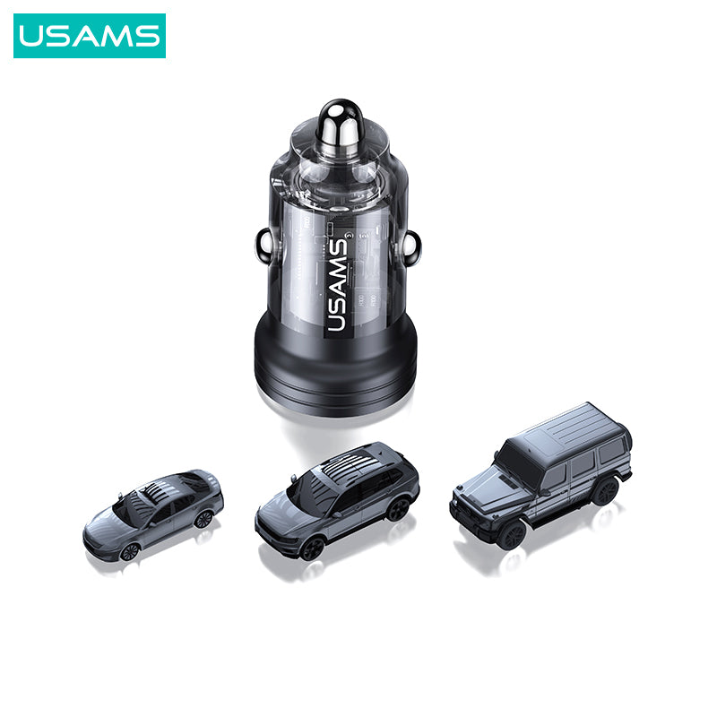 45W Aluminum Alloy Transparent A+C Mini Car Charger
