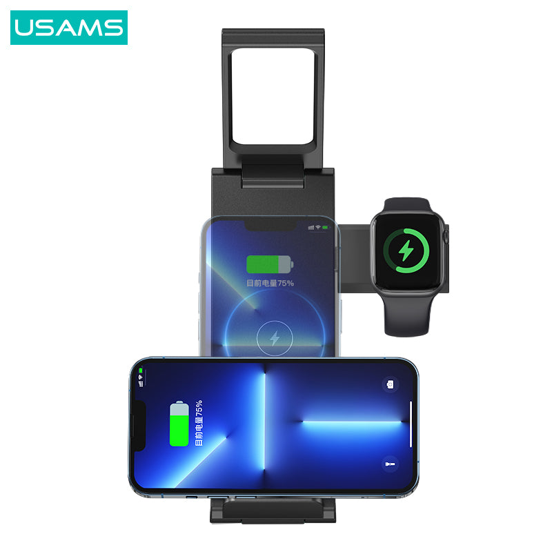 15W 3in1 Folding Wireless Charging Stand With Table Lamp