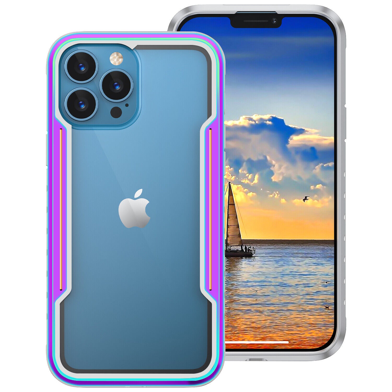 Silicone Frame Military Drop Shockproof Clear iPhone Case