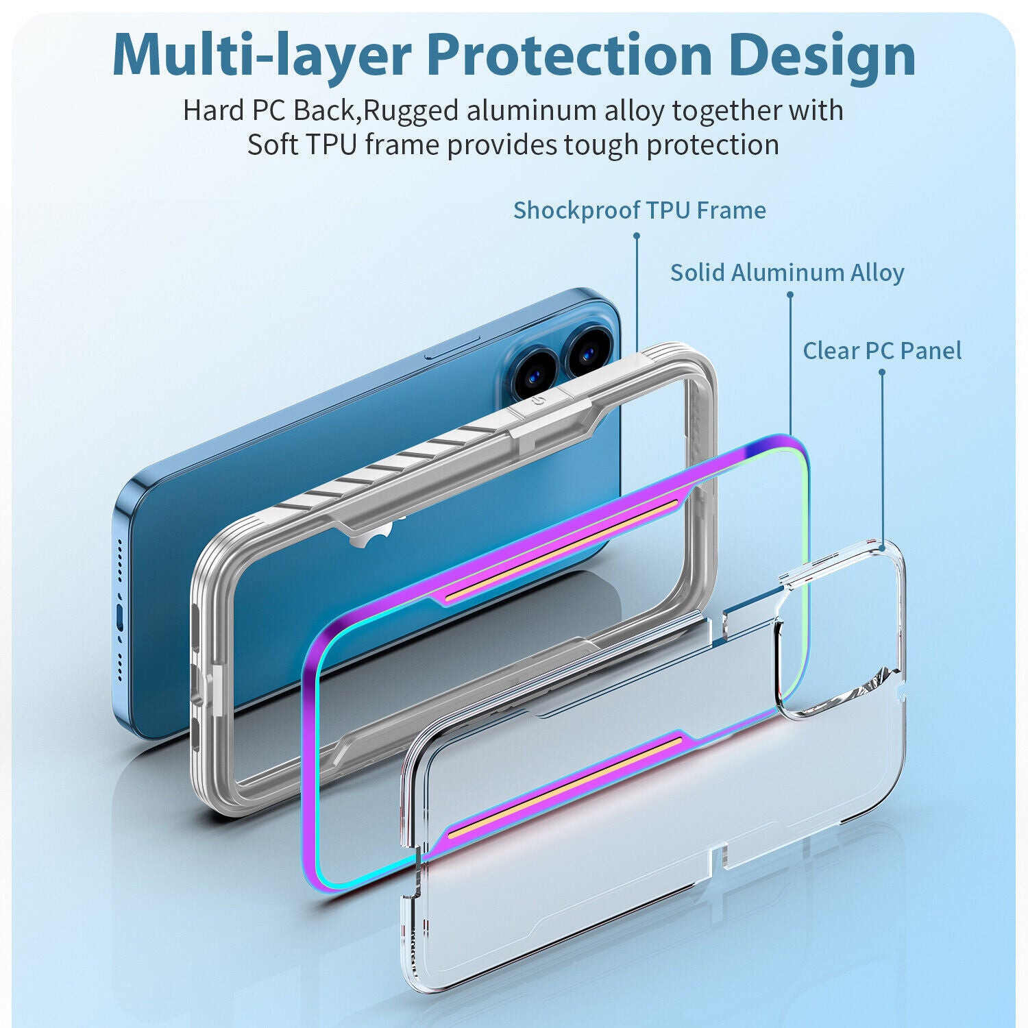 Silicone Frame Military Drop Shockproof Clear iPhone Case