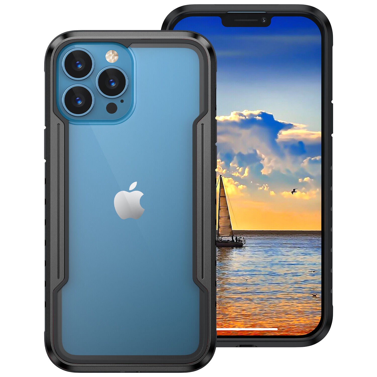 Silicone Frame Military Drop Shockproof Clear iPhone Case