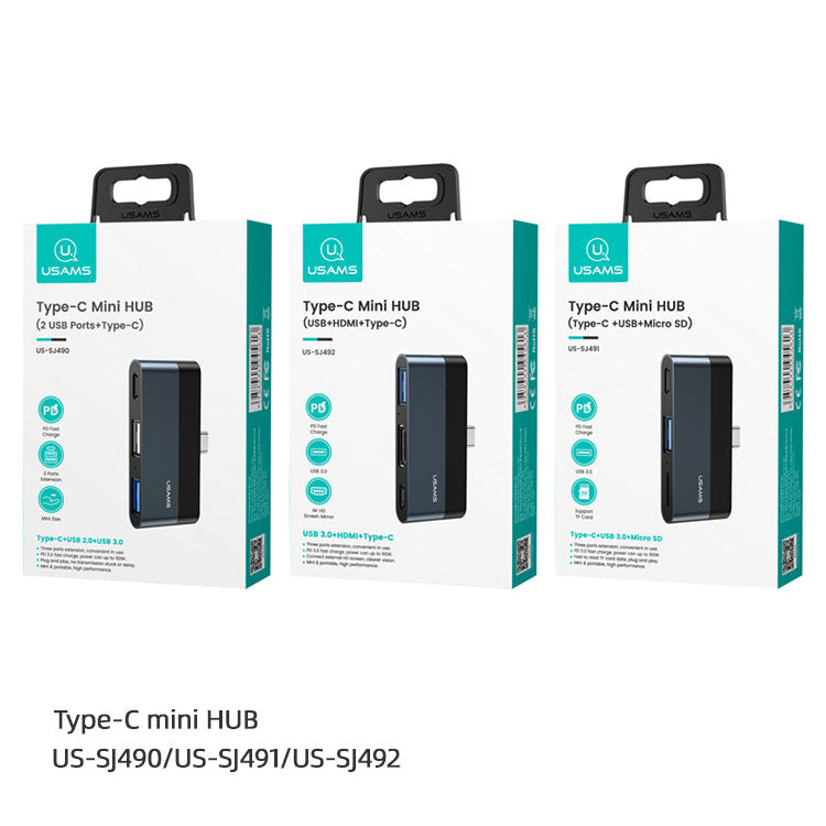 US-SJ491 Type-C Mini HUB  (Type-C +USB+Micro SD)