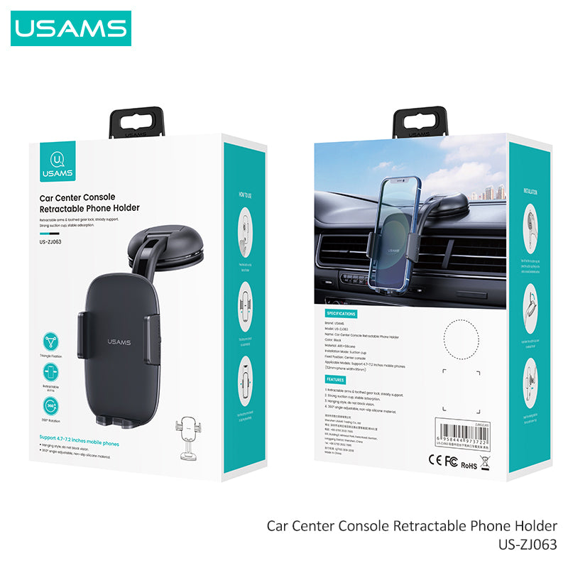 Car Center Console Retractable Phone Holder