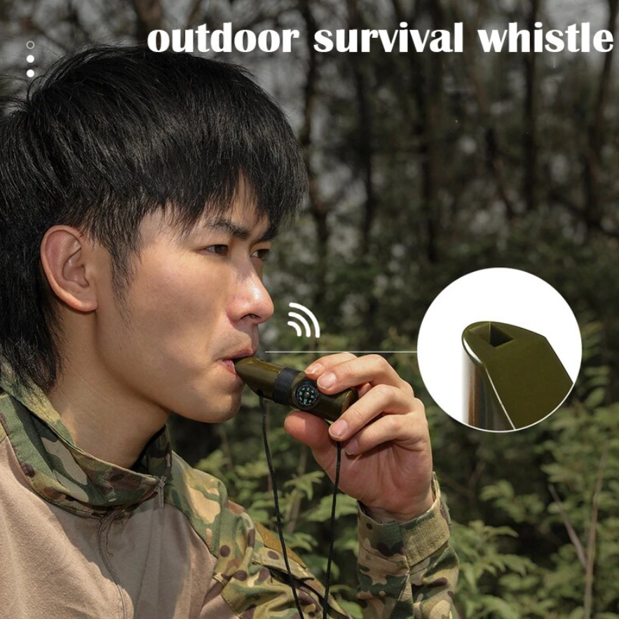 Outdoor Professional 7-in-1 Multifunctional Compass Thermometer Whistle