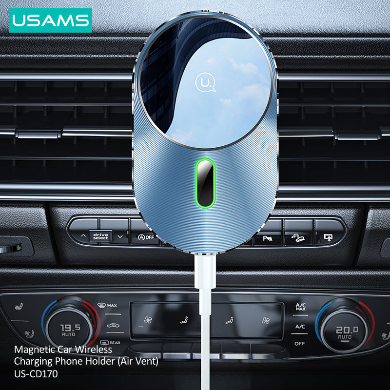 Magnetic Car Wireless Charging Phone Holder (Air Vent) 15W (With Magnetic Ring)