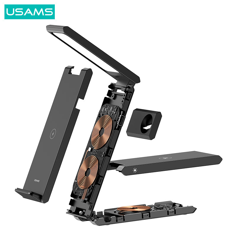15W 3in1 Folding Wireless Charging Stand With Table Lamp