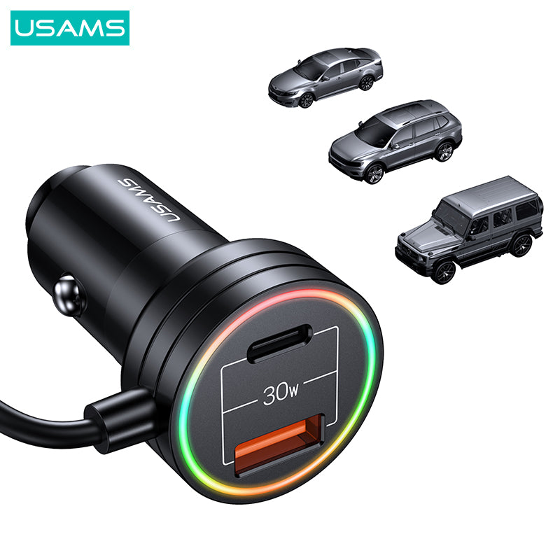 60W Car Charger With Spring Cable