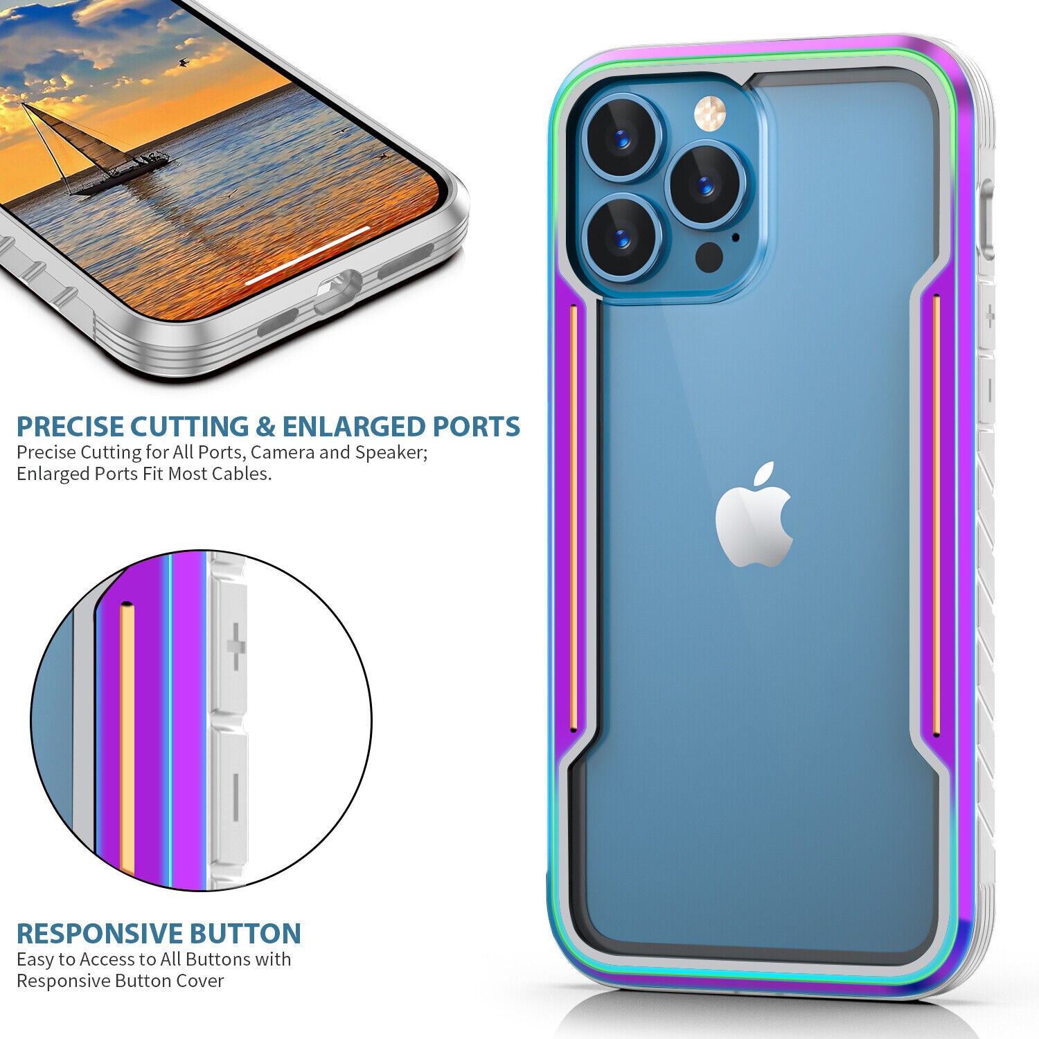 Silicone Frame Military Drop Shockproof Clear iPhone Case