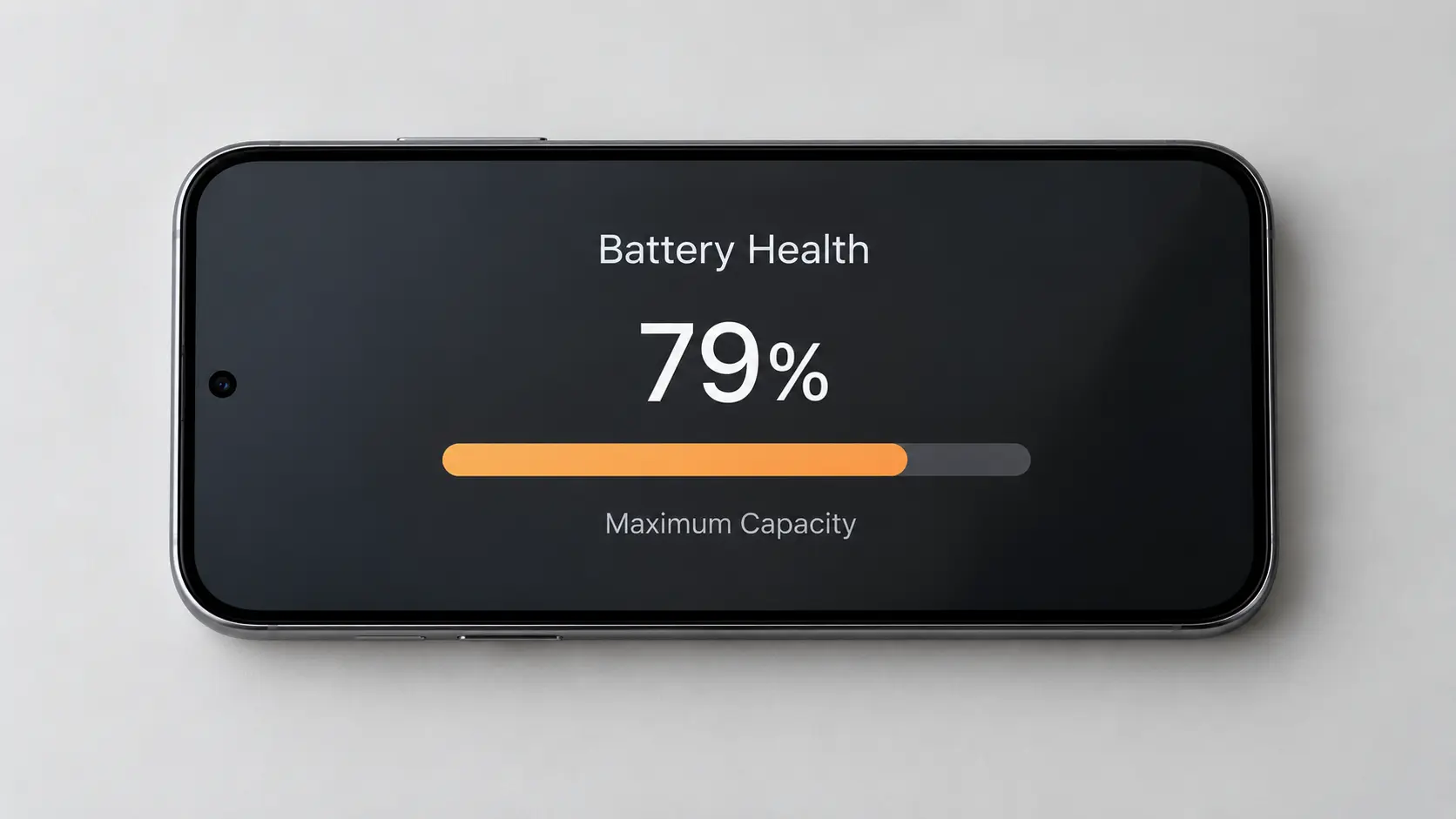 Phone battery health screen showing reduced maximum capacity